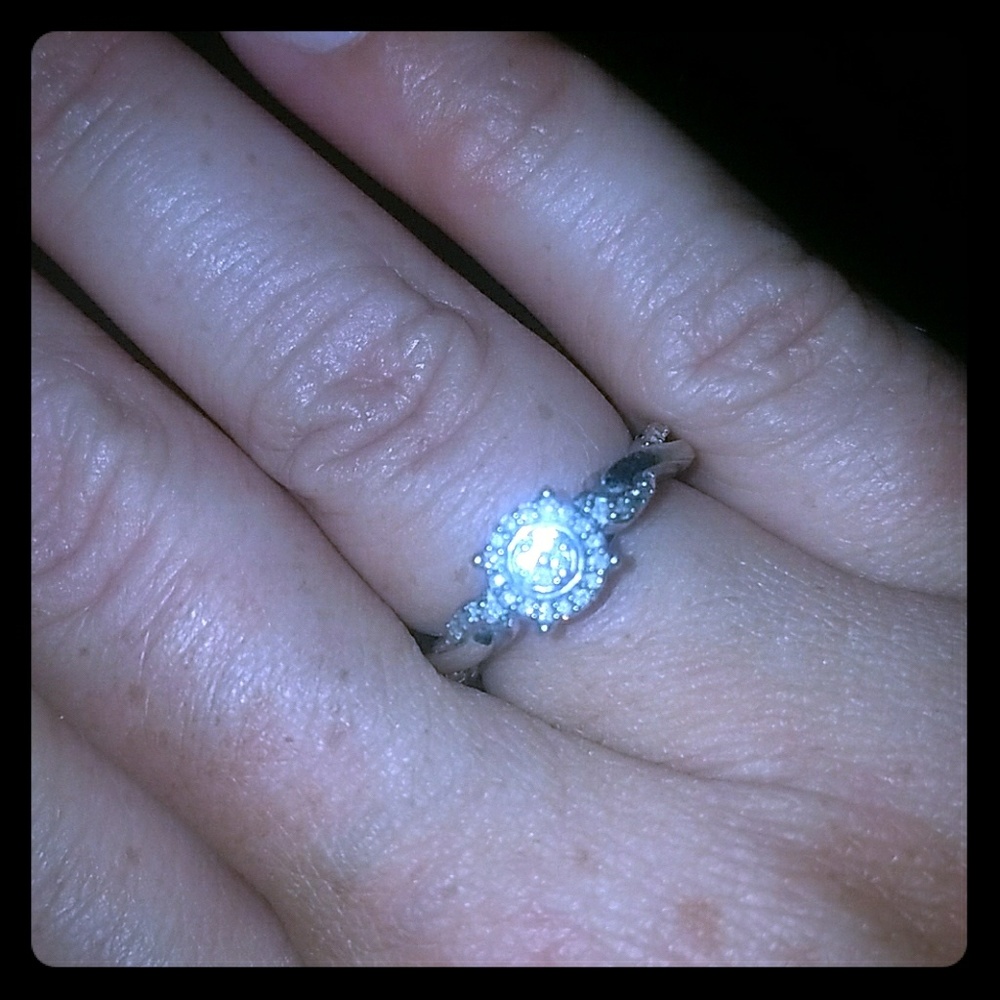 Sterling silver diamond accent ring